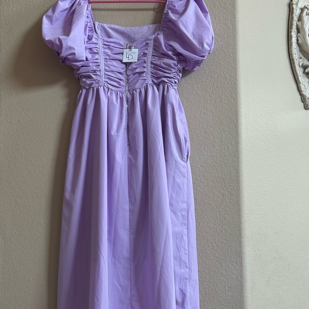 NWT Auruem Grosgrain Lavender midi Dress - Picture 6 of 8